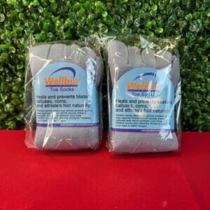 6 Pairs Wellbin Toe Socks Medium - Blue Five Finger Athletic Socks Bundle NWT